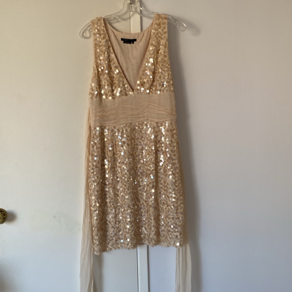 NWOT - BCBG MacAzria - Sequin V-Neck Dress in Champagne - medium - Picture 2 of 12
